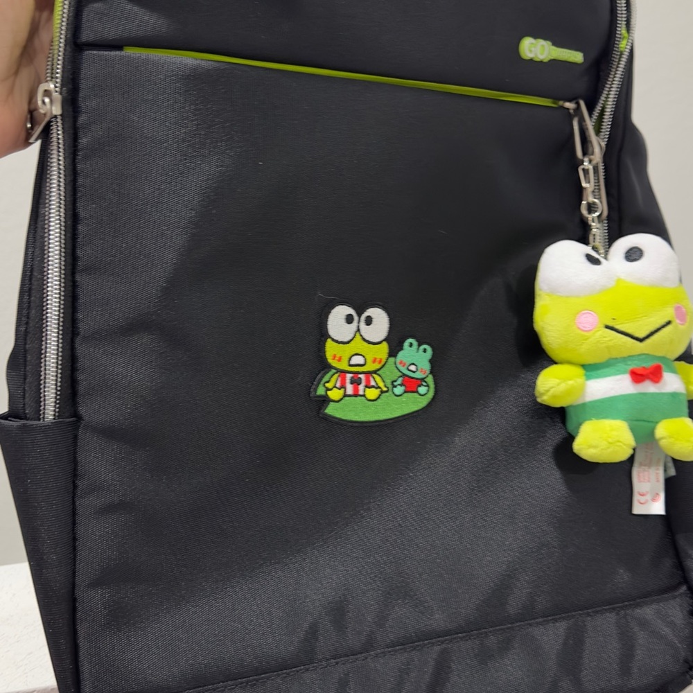 Black Backpack with Frog Design